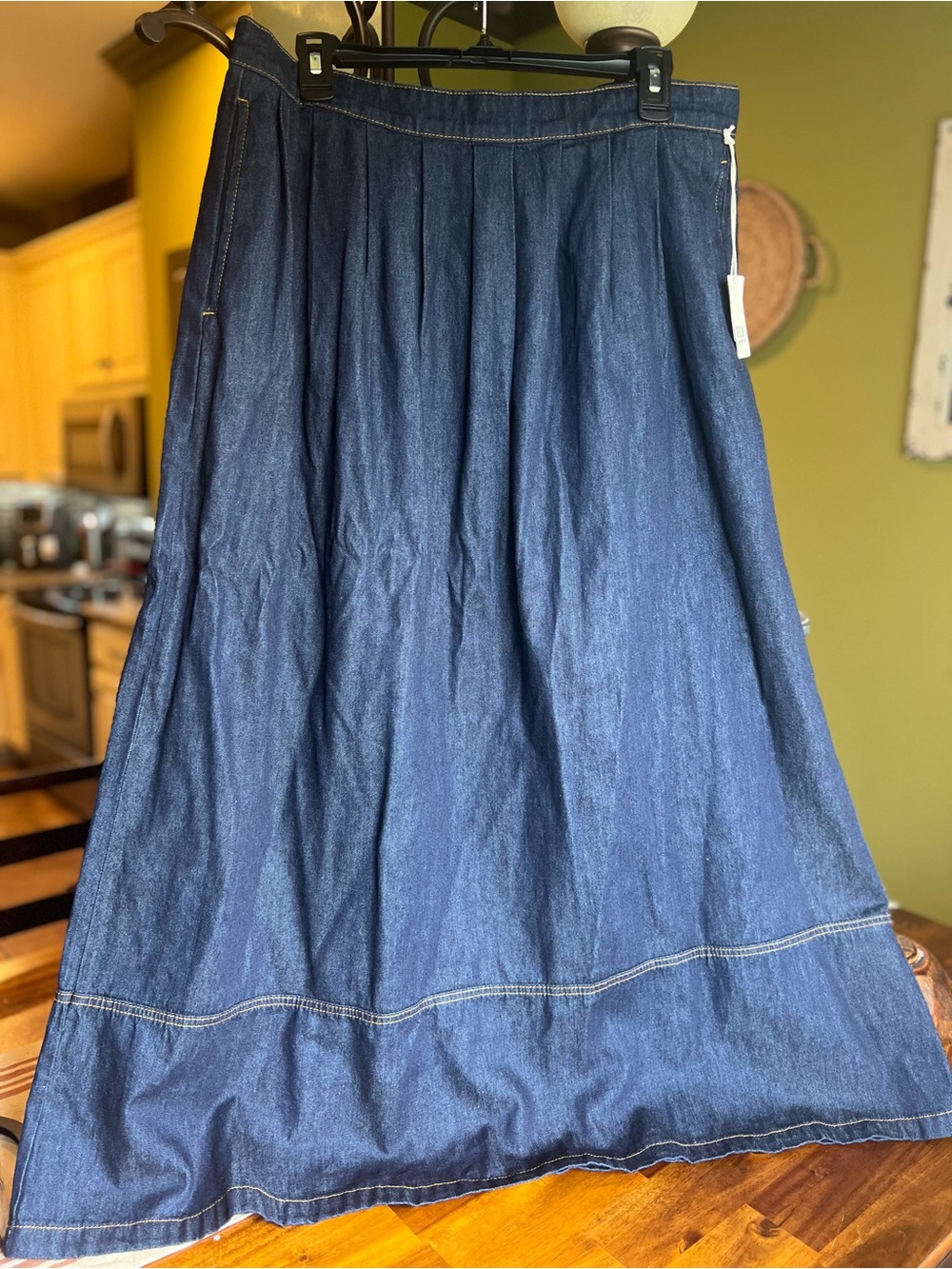 ANA Dark Blue Denim A-Line Maxi Skirt